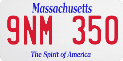 MA license plate 9NM350