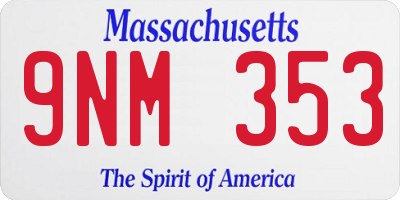 MA license plate 9NM353