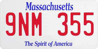 MA license plate 9NM355