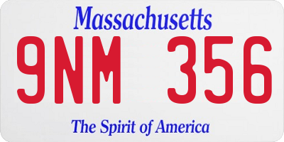 MA license plate 9NM356