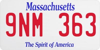 MA license plate 9NM363