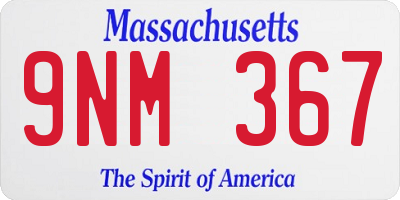 MA license plate 9NM367
