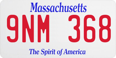 MA license plate 9NM368