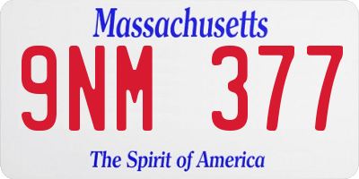 MA license plate 9NM377