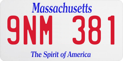 MA license plate 9NM381