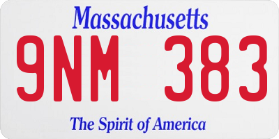 MA license plate 9NM383