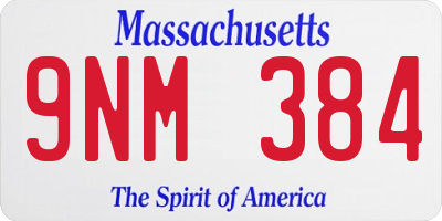 MA license plate 9NM384