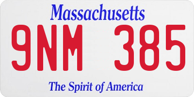 MA license plate 9NM385