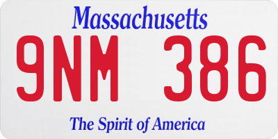 MA license plate 9NM386