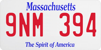 MA license plate 9NM394