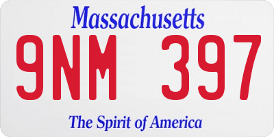 MA license plate 9NM397