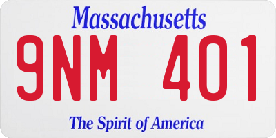 MA license plate 9NM401