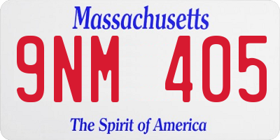 MA license plate 9NM405