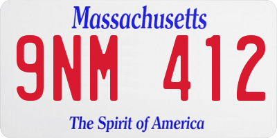 MA license plate 9NM412