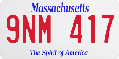 MA license plate 9NM417