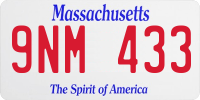 MA license plate 9NM433