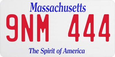 MA license plate 9NM444