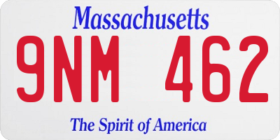 MA license plate 9NM462
