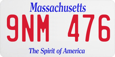 MA license plate 9NM476