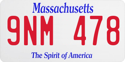 MA license plate 9NM478
