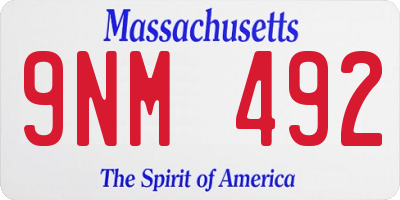 MA license plate 9NM492