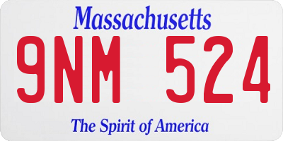MA license plate 9NM524