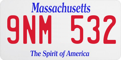 MA license plate 9NM532