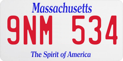 MA license plate 9NM534