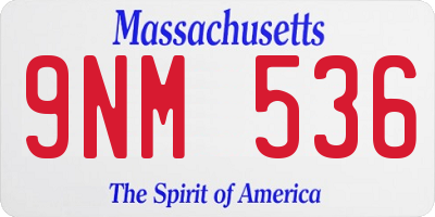 MA license plate 9NM536