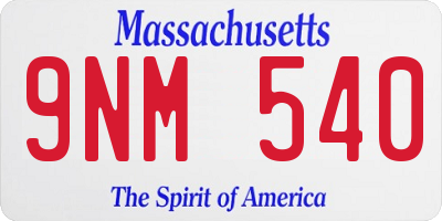 MA license plate 9NM540
