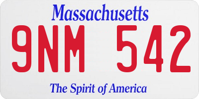 MA license plate 9NM542