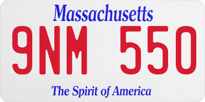 MA license plate 9NM550