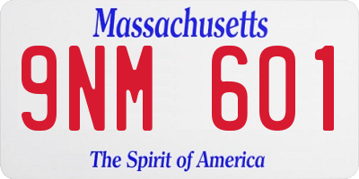MA license plate 9NM601