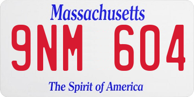 MA license plate 9NM604
