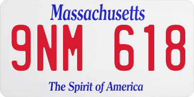 MA license plate 9NM618