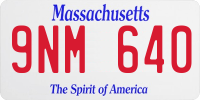 MA license plate 9NM640