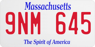 MA license plate 9NM645