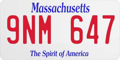 MA license plate 9NM647