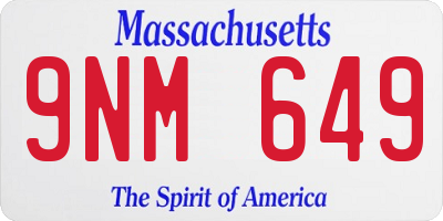 MA license plate 9NM649