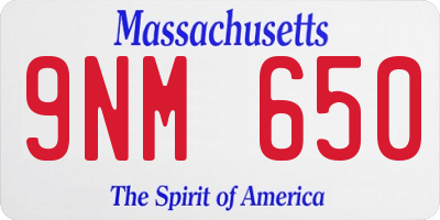 MA license plate 9NM650
