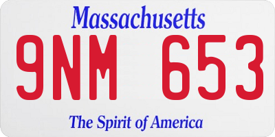 MA license plate 9NM653