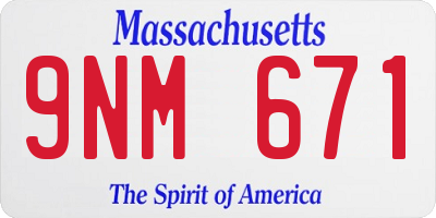 MA license plate 9NM671