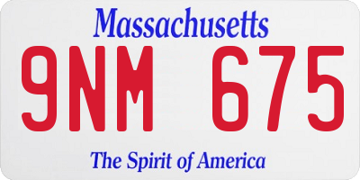MA license plate 9NM675