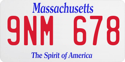 MA license plate 9NM678
