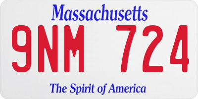 MA license plate 9NM724