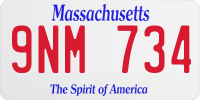MA license plate 9NM734