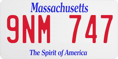 MA license plate 9NM747