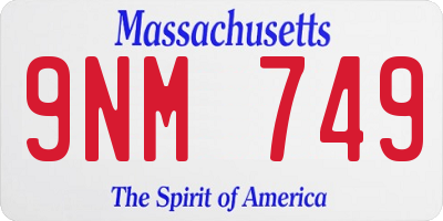MA license plate 9NM749