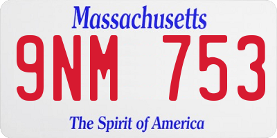 MA license plate 9NM753