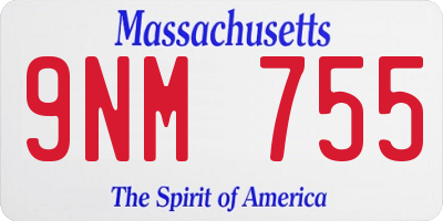 MA license plate 9NM755